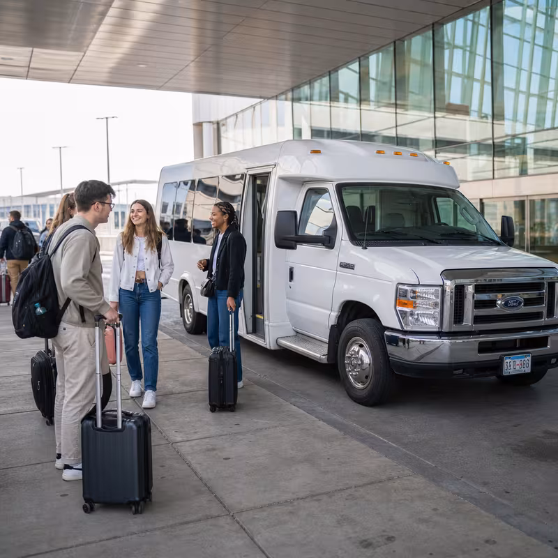 Black Mercedes Sprinter van staged for an Chicago Airport Transportation group
