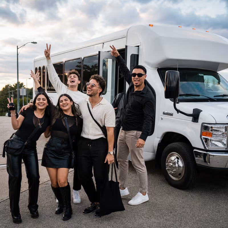 Black Mercedes Sprinter van staged for an Chicago Concert Transportation group