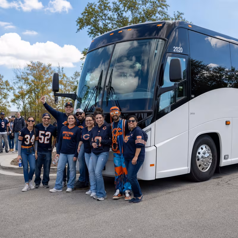 Passengers loading luggage while boarding an Chicago group shuttle