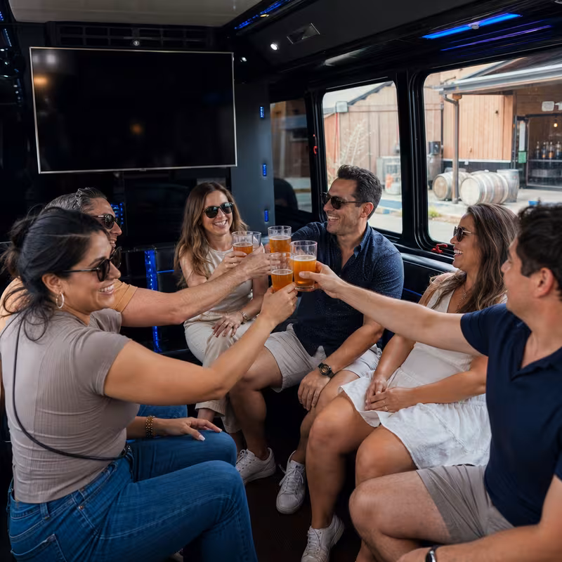 Black Mercedes Sprinter van staged for an Chicago Winery & Brewery Tour Transportation group